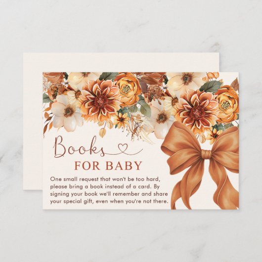 Boho Rustic Fall Floral Baby Shower Party  Informatiekaartje (Voorkant / Achterkant)