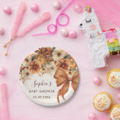 Boho Rustic Fall Floral Baby Shower Party Papieren Bordje (Feest)