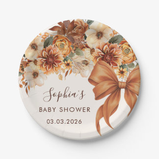 Boho Rustic Fall Floral Baby Shower Party Papieren Bordje