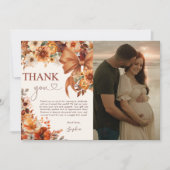 Boho Rustic Fall Floral Baby Shower Thank You Card Kaart (Voorkant)