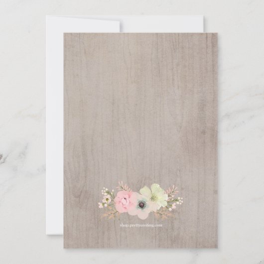 Boho Rustic Feather and Floral Wedding Invitation Kaart (Achterkant)