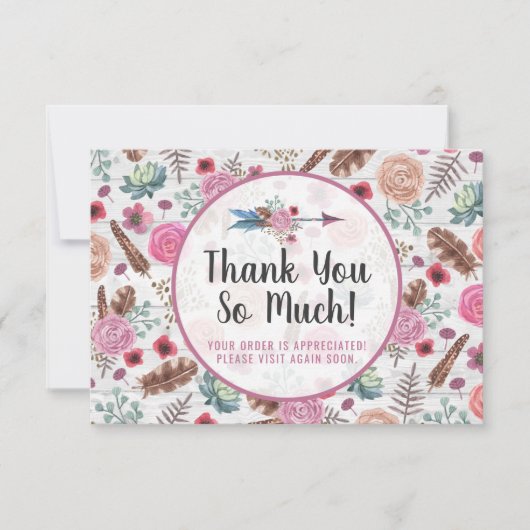 Boho Rustic Feather Arrow Floral Hartelijk dank Kaart (Voorkant)