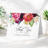 Boho Rustic Floral 50e verjaardag Dank u Bedankkaart