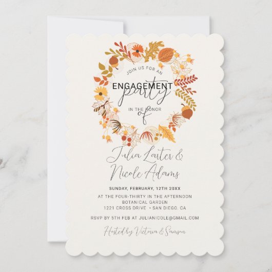 Boho Rustic Floral Autumn Herfsten Engagement Part Kaart (Voorkant)