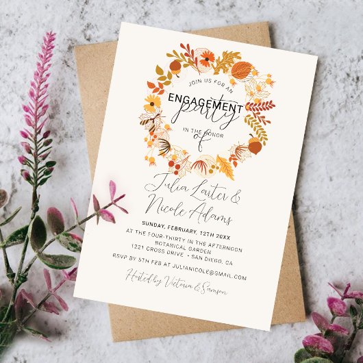 Boho Rustic Floral Autumn Herfsten Engagement Part Kaart