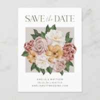 Boho Rustic Floral Bouquet Elegant redt de datum