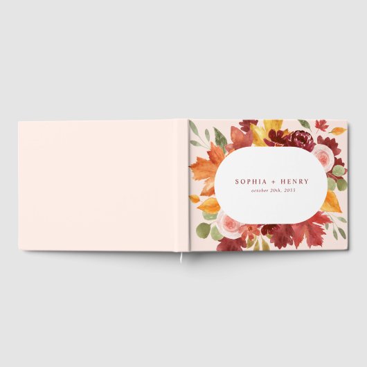 Boho Rustic Floral Bourgogne Fall Wedding Gastenboek (Volledig)