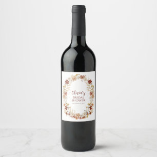 Boho Rustic Floral Burgundy Vrijgezellenfeest - Aa Wijn Etiket
