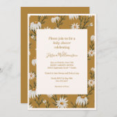 Boho Rustic Floral Daisies Yellow Baby shower Kaart (Voorkant / Achterkant)