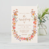 Boho Rustic Floral Fall Wedding Kaart (Staand voorkant)