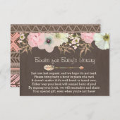 Boho Rustic Floral Feather Baby's Library Insert 2 Informatiekaartje (Voorkant / Achterkant)