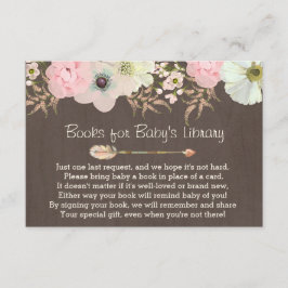 Boho Rustic Floral Feather Baby's Library Insert 2 Informatiekaartje