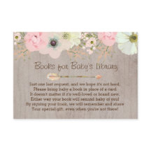 Boho Rustic Floral Feather Baby's Library Insert