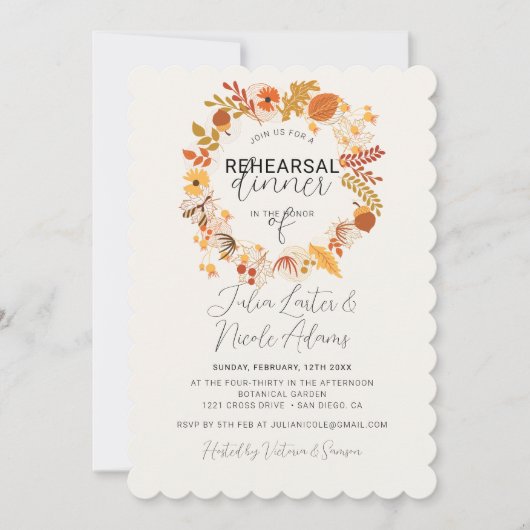 Boho Rustic Floral Herfst Herfsten Repetitie Diner Kaart (Voorkant)