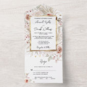 Boho Rustic Floral met RSVP Wedding All In One Uitnodiging (Binnen)