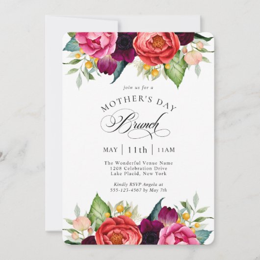 Boho Rustic Floral Moederdag Brunch Kaart (Voorkant)