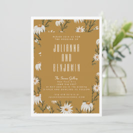 Boho Rustic Floral Mustard Yellow Wedding Kaart