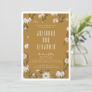 Boho Rustic Floral Mustard Yellow Wedding Kaart