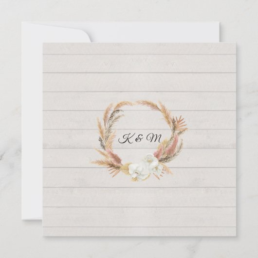 BOHO Rustic Floral Pampas Palm Foliage Weduwschap Kaart (Achterkant)