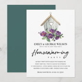 BOHO RUSTIC FLORAL PEONY HOUSEWARMING PARTIJ KAART (Voorkant / Achterkant)