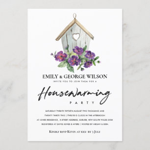 BOHO RUSTIC FLORAL PEONY HOUSEWARMING PARTIJ KAART