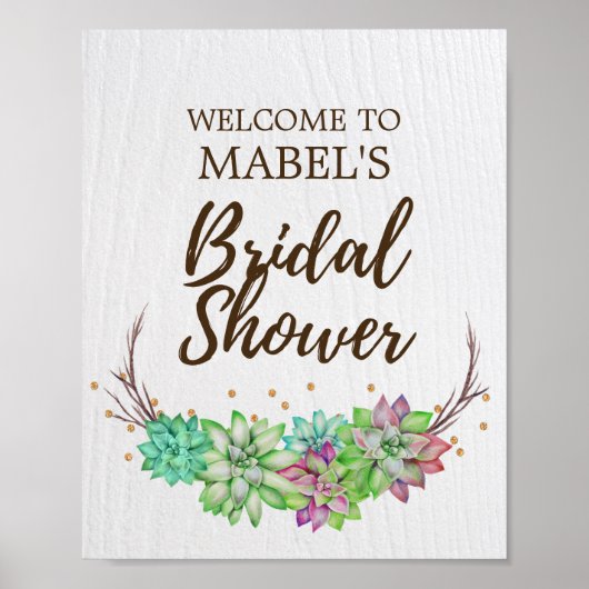 Boho Rustic Floral Succulent Vrijgezellenfeest Wel Poster (Voorkant)