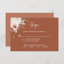 Boho Rustic Floral Terracotta Wedding RSVP Kaartje