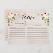 Boho Rustic Floral Vrijgezellenfeest Recept Kaart (Voorkant / Achterkant)