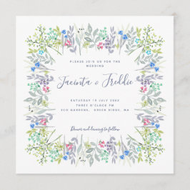 Boho rustic floral waterverf cornflower Wedding Kaart