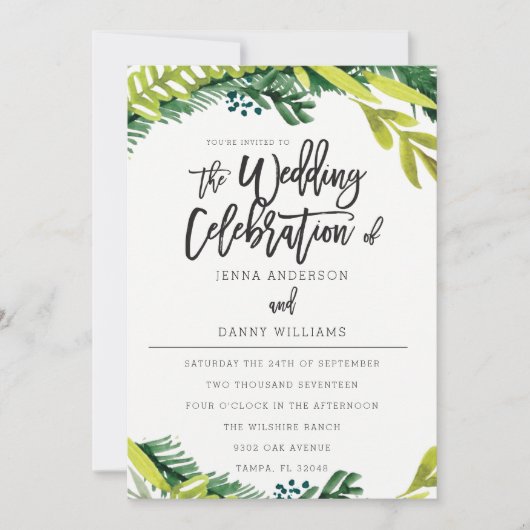 Boho Rustic Floral Wedding Invitation Kaart (Voorkant)