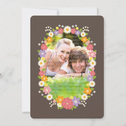 Boho Rustic Floral Wreath Wedding Aankondiging (Achterkant)