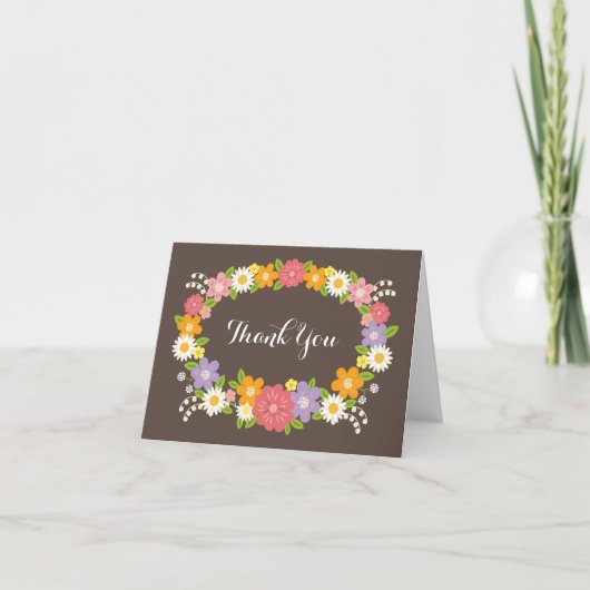 Boho Rustic Floral Wreath Wedding Bedankkaart (Voorkant)