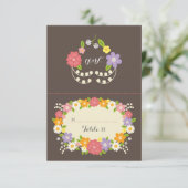 Boho Rustic Floral Wreath Wedding Kaart (Staand voorkant)