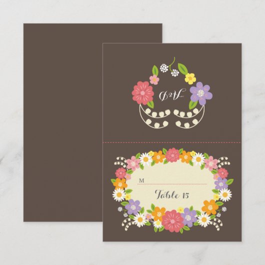 Boho Rustic Floral Wreath Wedding Kaart (Voorkant / Achterkant)