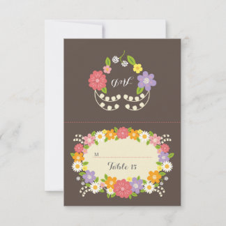 Boho Rustic Floral Wreath Wedding Kaart