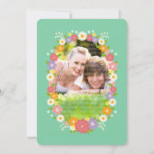Boho Rustic Floral Wreath Wedding (Mint) Aankondiging (Achterkant)
