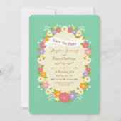 Boho Rustic Floral Wreath Wedding (Mint) Aankondiging (Voorkant)