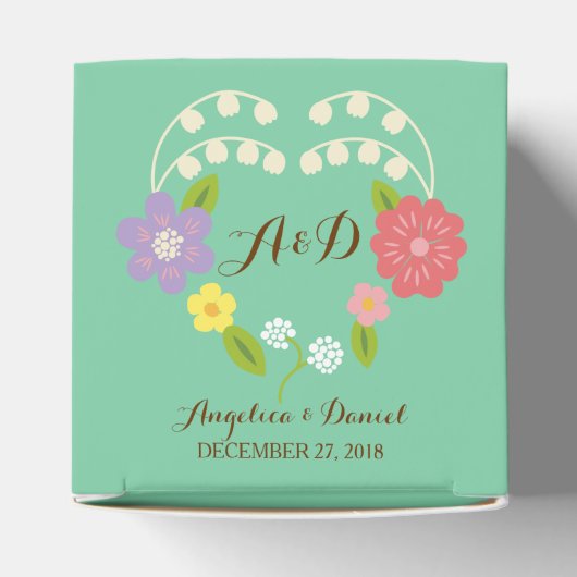 Boho Rustic Floral Wreath Wedding (Mint) Bedankdoosjes (Bovenkant)