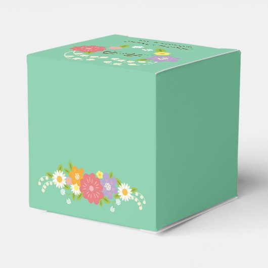 Boho Rustic Floral Wreath Wedding (Mint) Bedankdoosjes (Achterkant)