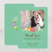 Boho Rustic Floral Wreath Wedding (Mint) Bedankkaart (Voorkant / Achterkant)