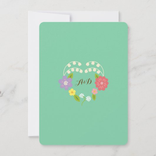 Boho Rustic Floral Wreath Wedding (Mint) Bedankkaart (Achterkant)