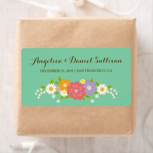 Boho Rustic Floral Wreath Wedding (Mint) Etiket (Insitu)