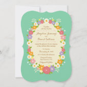 Boho Rustic Floral Wreath Wedding (Mint) Kaart (Voorkant)