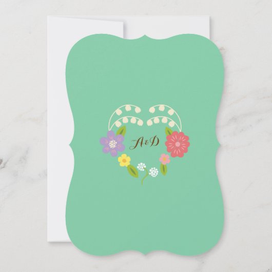 Boho Rustic Floral Wreath Wedding (Mint) Kaart (Achterkant)