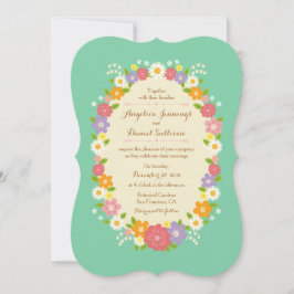 Boho Rustic Floral Wreath Wedding (Mint) Kaart