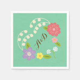 Boho Rustic Floral Wreath Wedding (Mint) Servetten