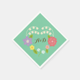 Boho Rustic Floral Wreath Wedding (Mint) Servetten