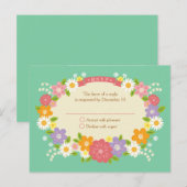 Boho Rustic Floral Wreath Wedding (Mint) Uitnodiging Briefkaart (Voorkant / Achterkant)