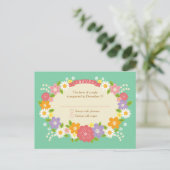 Boho Rustic Floral Wreath Wedding (Mint) Uitnodiging Briefkaart (Staand voorkant)