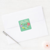 Boho Rustic Floral Wreath Wedding (Mint) Vierkante Sticker (Envelop)